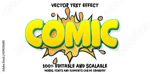 Comic bubble speech clouds, onomatopoeia. Editable vector text effect