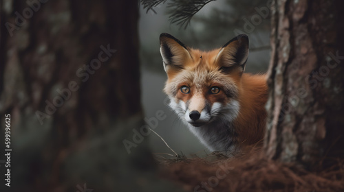 Red fox portrait - Generative AI