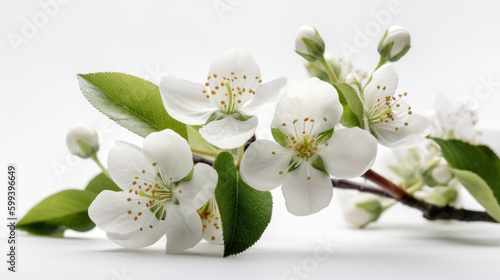 Cherry Blossoms in Pure White. Generative AI