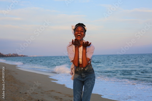African girl on beach