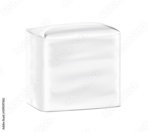 Stand bag with handle mockup. Vector illustration isolated on white background. Perfect for presentation nappies, wet wipes, food, cleaning products, household, etc. EPS10.