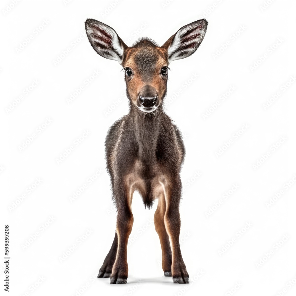 Fototapeta premium Baby Moose isolated on white (generative AI)
