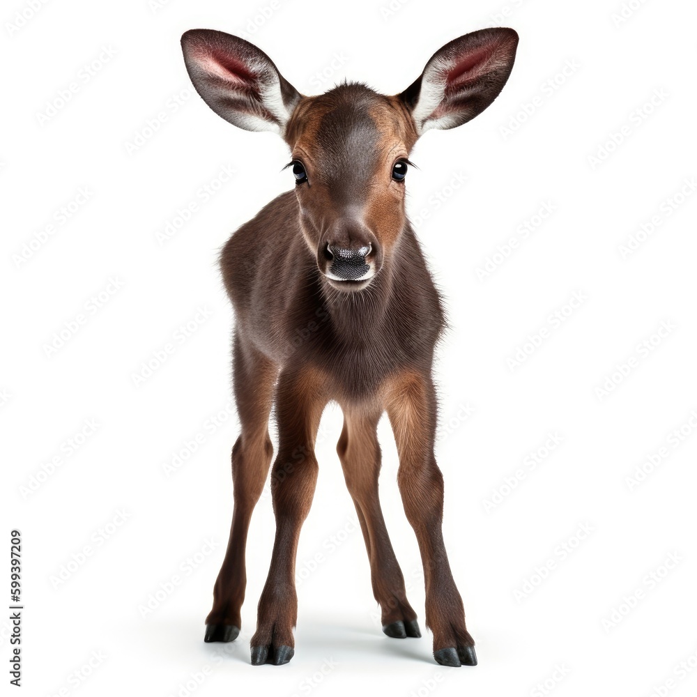 Fototapeta premium Baby Moose isolated on white (generative AI)