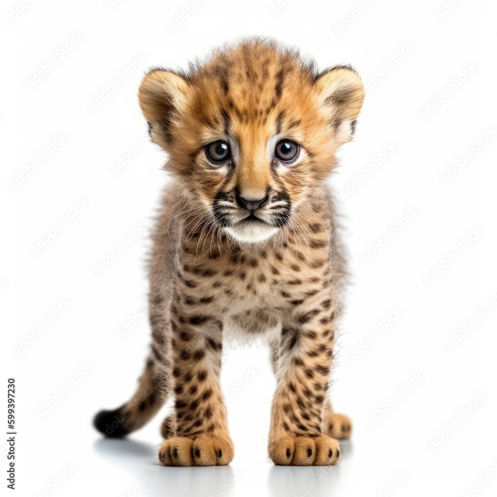 Baby Cheetah isolated on white (generative AI) Baby Cheetah isolated on white (generative AI)