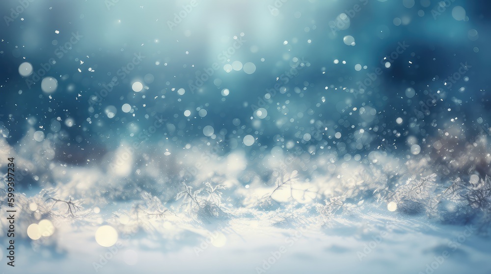 Winter background with snowflakes and bokeh lights. Christmas background. Copy space for text. Copy space. Space for text. Generative Ai, Generative, AI Winter background with snowflakes and bokeh lights. Christmas background. Copy space for text. Copy space. Space for text. Generative Ai, Generative, AI