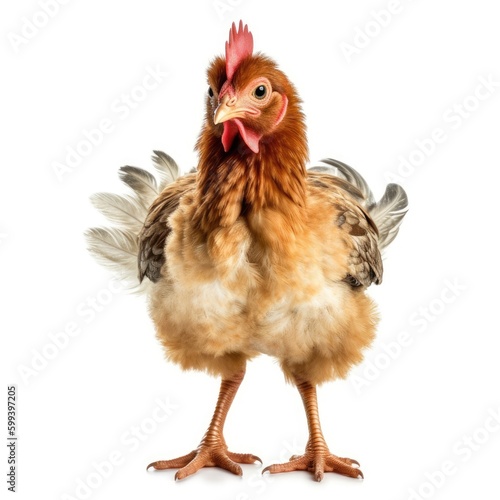 Baby Rooster isolated on white  generative AI 