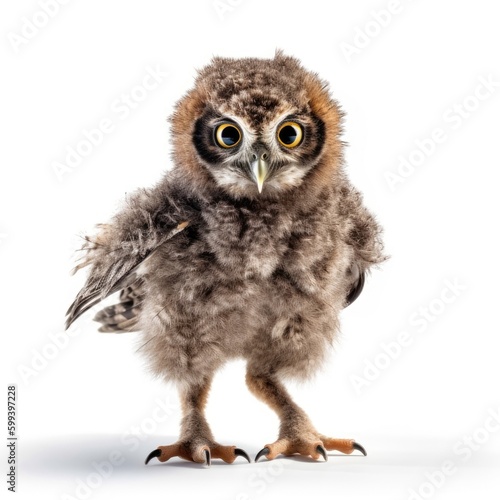 Baby Owl isolated on white (generative AI)
