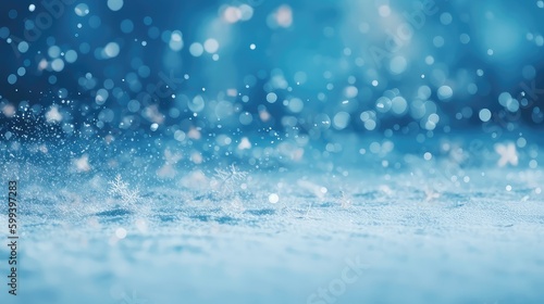 Winter background with snowflakes and bokeh lights. Christmas background. Copy space for text. Copy space. Space for text.  Generative Ai  Generative  AI