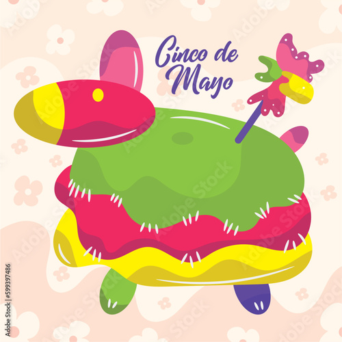 Cinco de mayo card Mexican pinata Vector