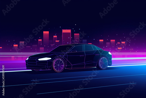 simple vector illustration of a futuristic car technology transport business self driving car © Alexander