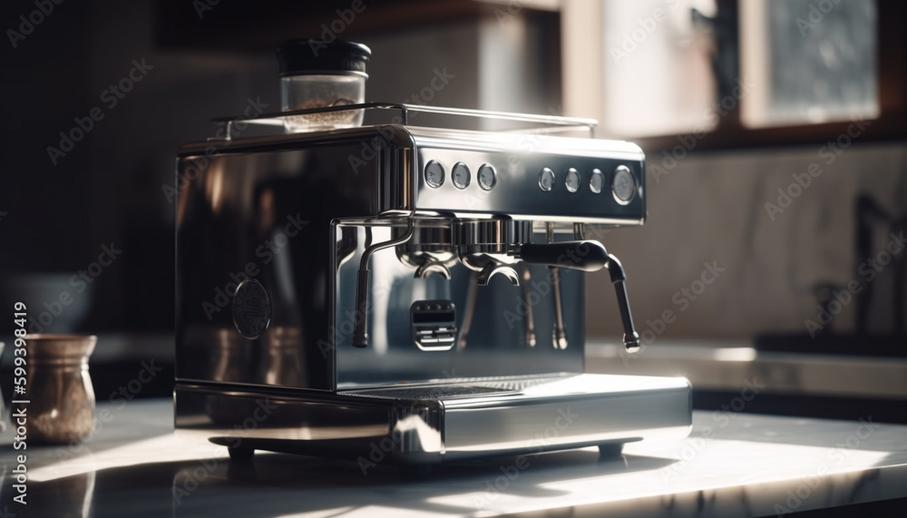 Barista making fresh cappuccino with espresso machine generated by AI