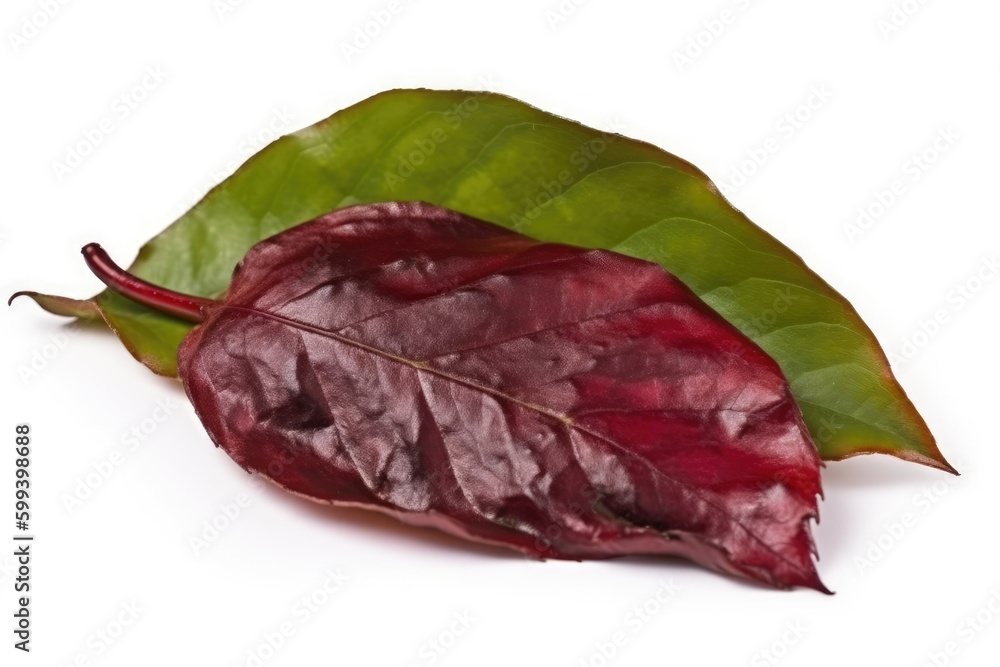 Obraz premium single red leaf isolated on a white background Generative AI