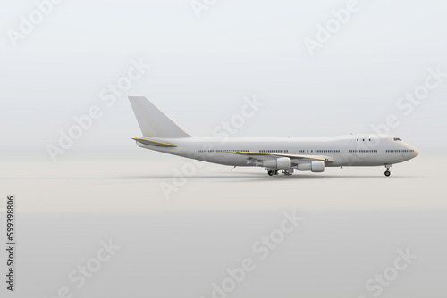 Commercial airplane with copyspace on white background