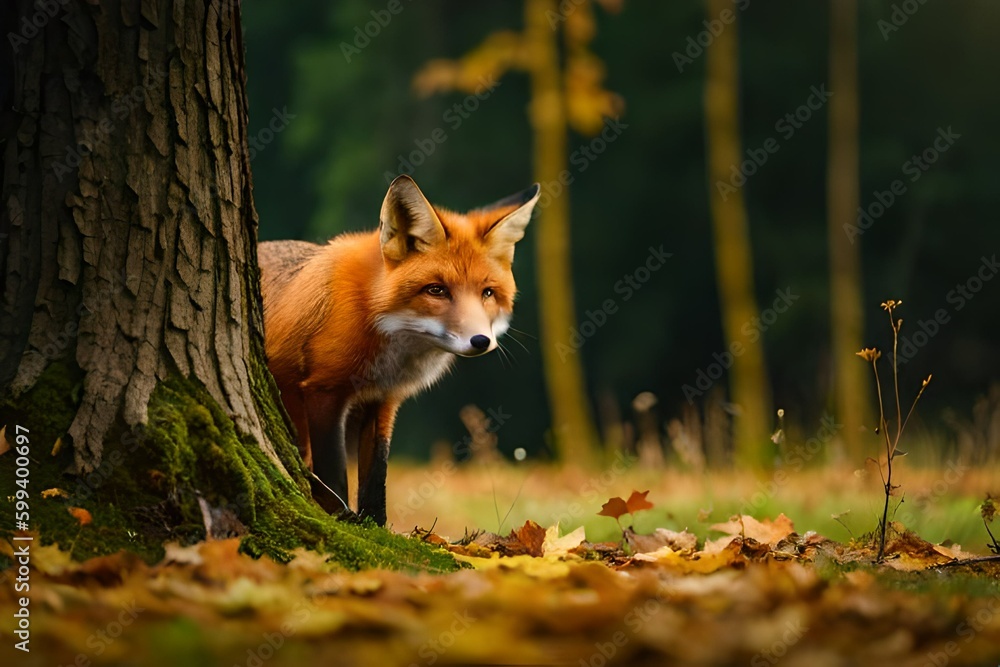 Obraz premium red fox in the woods