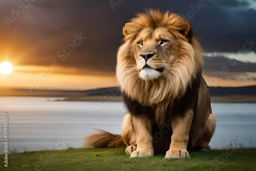 male lion in the field