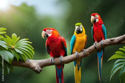 macaws  on a branch  © carl