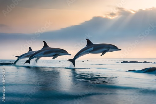 dolphins jumping out of water © carl