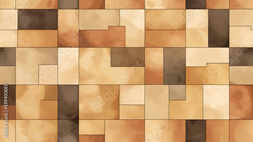 Wallpaper Mural Abstract square stones tiles graphic wallpaper. Stone tile texture. Background for design as banner ads and presentation concept. 2D illustration. Generative AI Torontodigital.ca