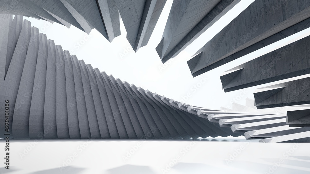 Obraz premium 3d render abstract architecture background building geometric shape