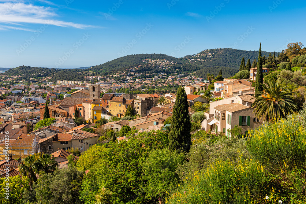 View to the old town and St. Paul church, Hyeres (Hyères), France