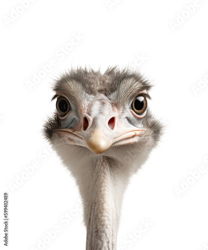 Fotografie, Tablou funny portrait of an ostrich looking straight into the camera,  head and neck ov