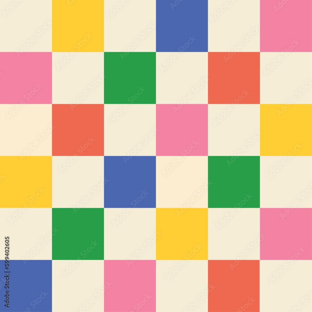 Checkerboard background. Geometric pastel square texture in vintage y2k