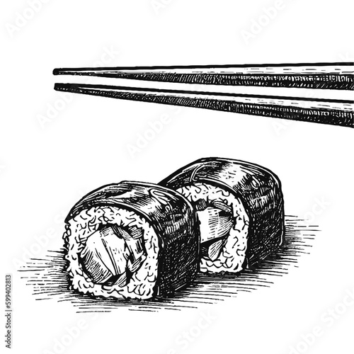 sushi and chopsticks illustration