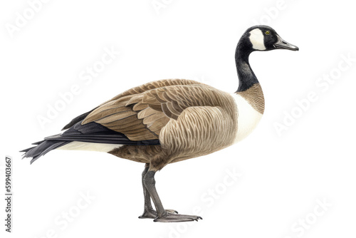  an isolated Canadian Goose standing and sitting, migration, sport hunting, wetlands, Wildlife-themed, photorealistic illustration on a transparent background cutout in PNG. generative ai