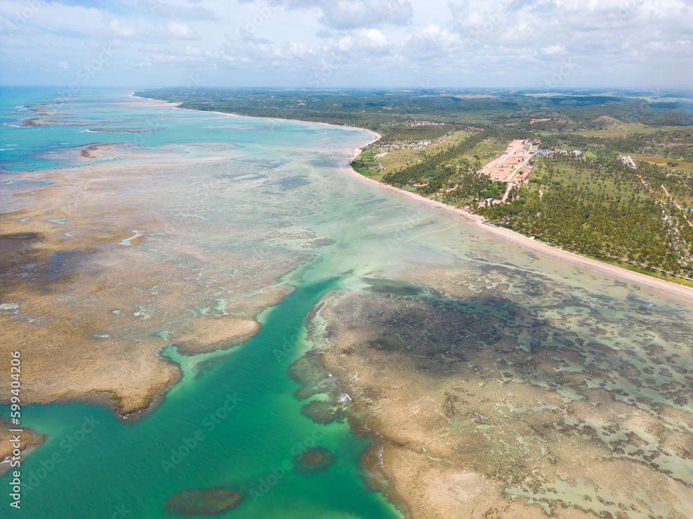 Aerial photo of Patacho beach in the city of Porto de Pedras, Alagoas, Brazil