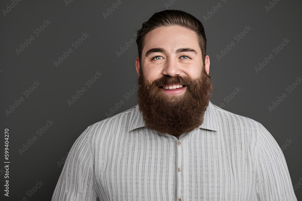 Obraz premium ai-generated, illustration of a middle-aged man with a very full beard
