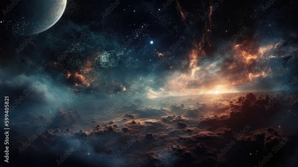 Fototapeta premium Planets, stars and galaxies in outer space showing the beauty of space exploration.