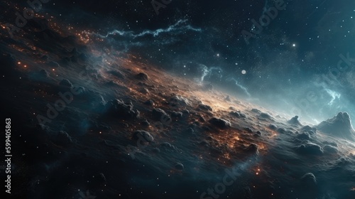 Night sky with stars and nebula as background, 3D rendering