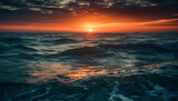 Sunset over water, nature tranquil scene generated by AI