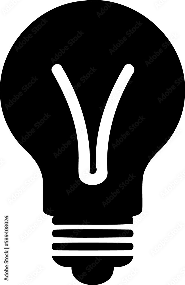 black and white lamp bulb object silhouette created with Generative AI technology black and white lamp bulb object silhouette created with Generative AI technology