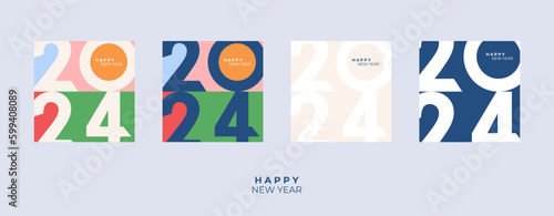Cover design of 2024 happy new year. Strong typography. Colorful and easy to remember. Happy new year 2024 design poster.