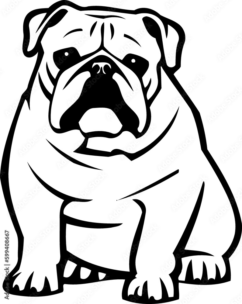 dog bulldog animal in black and white created with Generative AI technology