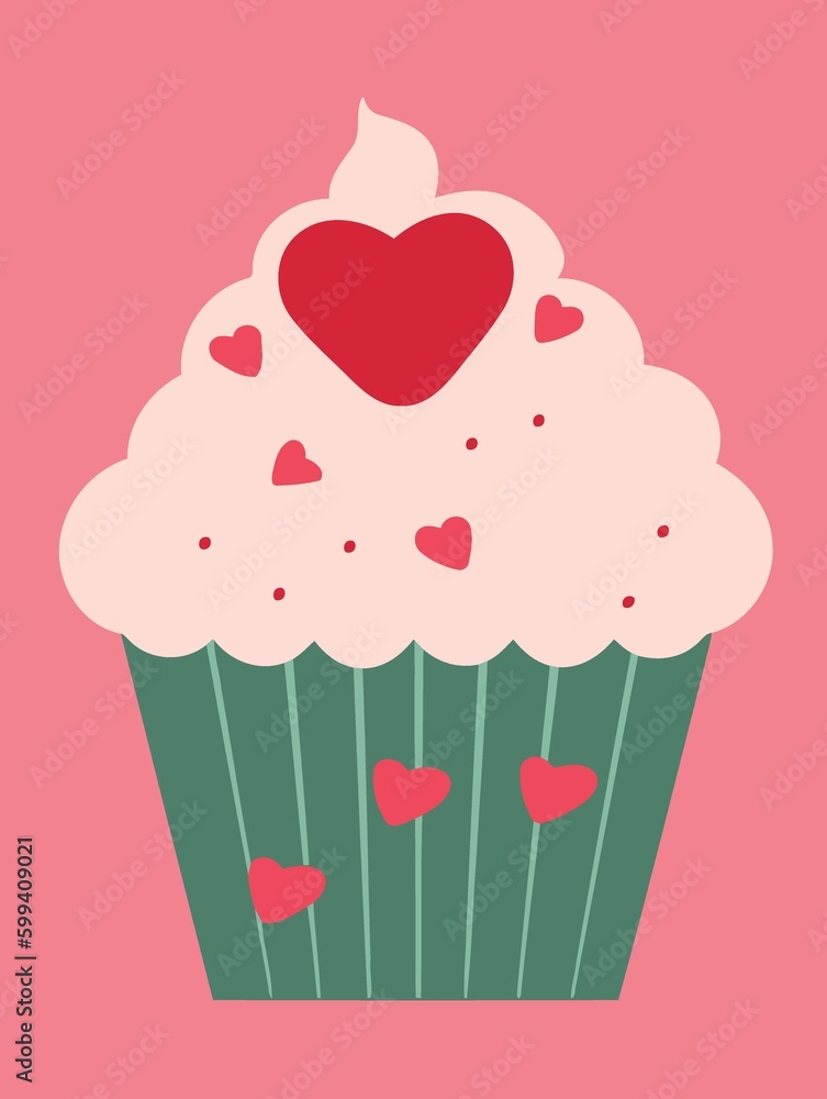 food sweet pink cupcake created with Generative AI technology