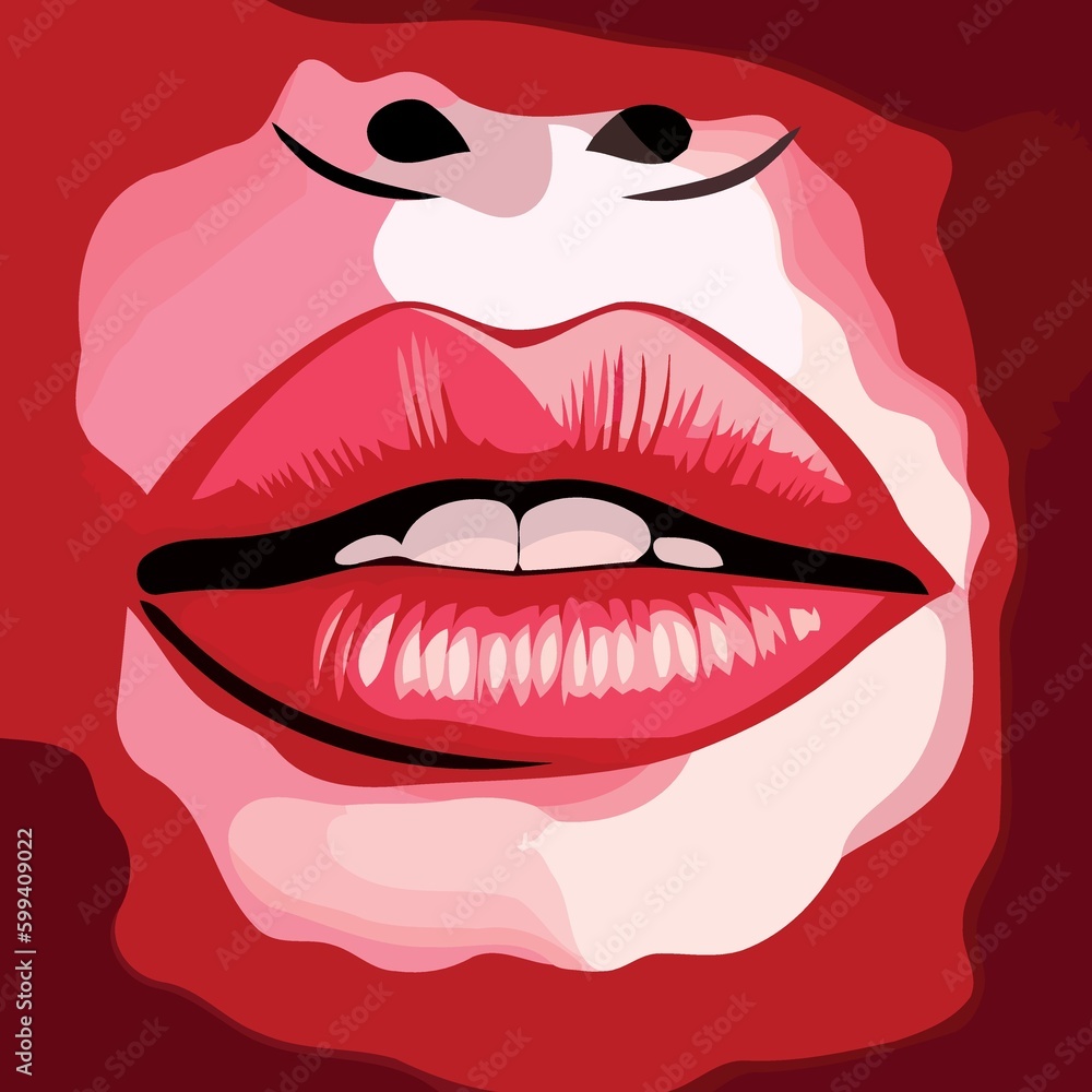 female lips with red lipstick created with Generative AI technology