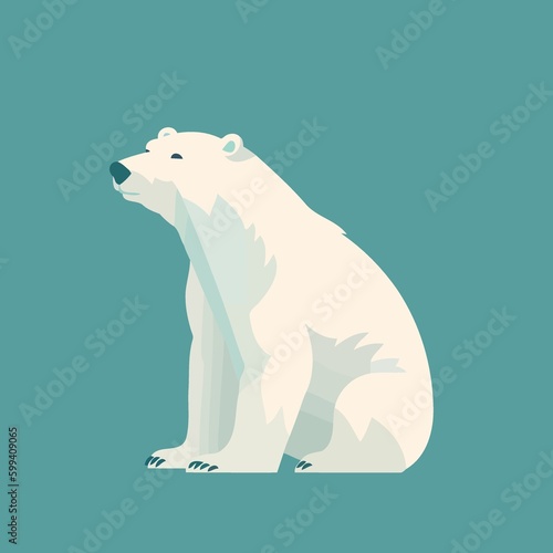 white polar bear isolated on blue background created with Generative AI technology