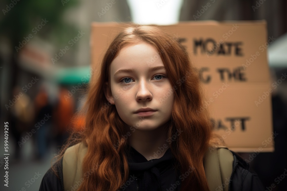 Fototapeta premium New generations fighting for their rights in the streets. Generative AI