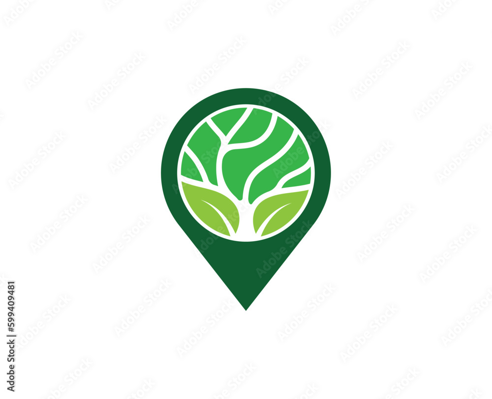 Tree with Pin Location Logo Concept icon sign symbol Element Design. Organic, Herbal, Natural Products, Ecology, Nature Logotype. Vector illustration template Tree with Pin Location Logo Concept icon sign symbol Element Design. Organic, Herbal, Natural Products, Ecology, Nature Logotype. Vector illustration template