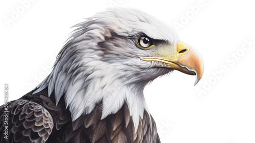 an isolated  bald eagle  Haliaeetus leucocephalus    portrait close-up  preservation  Wildlife-themed  photorealistic illustration on a transparent background cutout in PNG. Generative AI