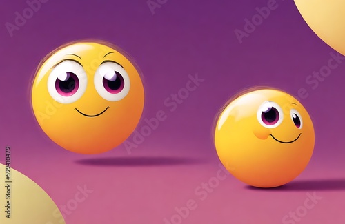 two yellow smiley face emojis on a purple background (ID: 599410479)