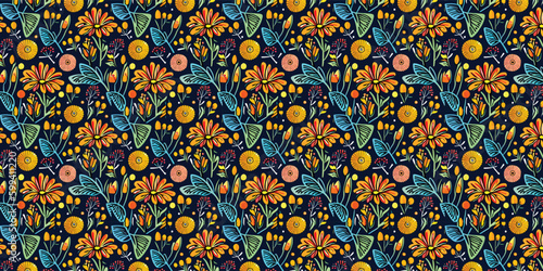 Beach cheerful seamless pattern wallpaper of leaves and flower background. Vector illustration of a seamless textile and fashionable colorful tropical floral pattern.