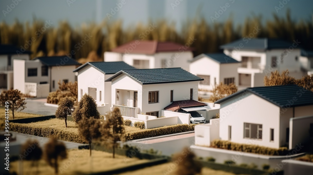 A miniature model of a residential generic villa houses or neighbourhood in a modern style, made in the tilt-shift technique. Created with the tools of Ai
A miniature model of a residential generic villa houses or neighbourhood in a modern style, made in the tilt-shift technique. Created with the tools of Ai