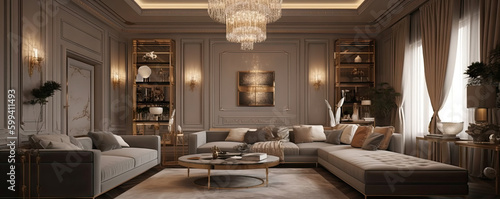Luxurious Interior Design With Furniture  generative ai