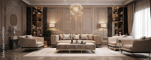 Luxurious Interior Design With Furniture, generative ai