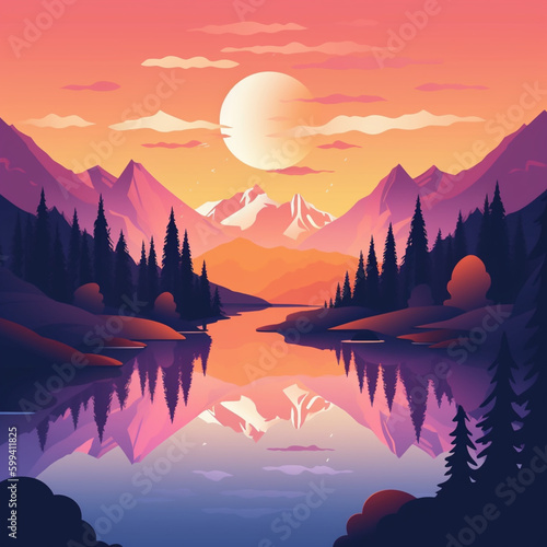 sunset over the lake