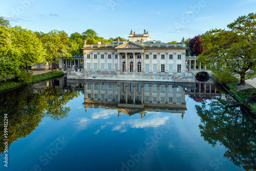 Drone photo of Lazienki - Royal Baths Park in Warsaw city, Poland