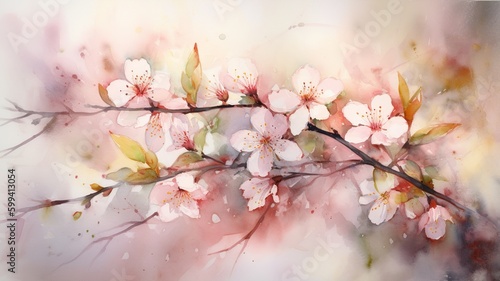 Cherry Blossom Serenade: Watercolor Painting